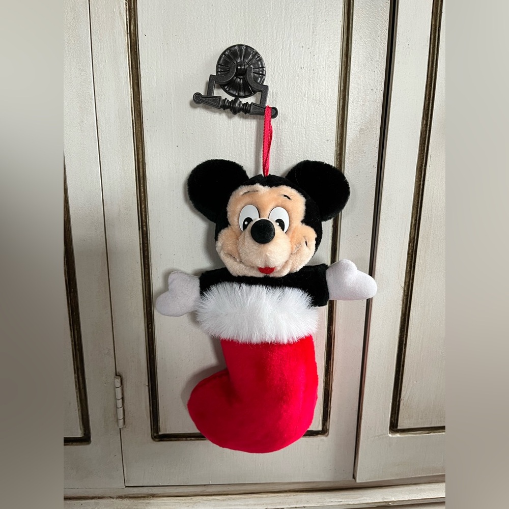 Vintage Disney Parks Mickey Mouse Christmas
Stocking Plush Holiday Ornament rare